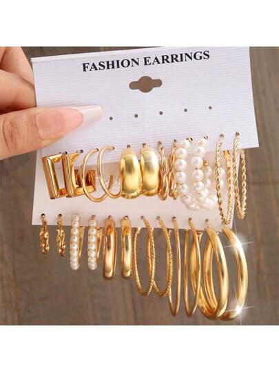 Conjunto Elegante Brinco Com Argola De Ouro Coração Borboleta Hipoalergênico Brincos De Pérola Para Mulheres Joias Acessórios