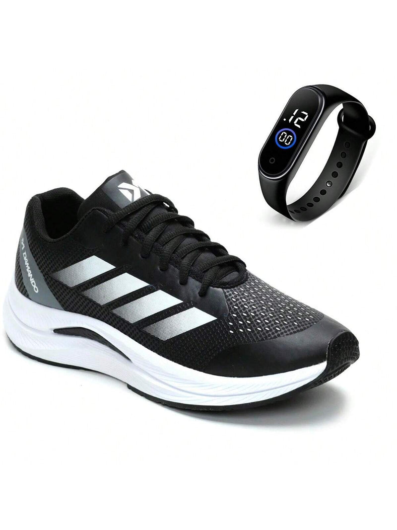 Tenis Esportivo Masculino Academia Confotável Caminhada Leve Corrida + Relogio