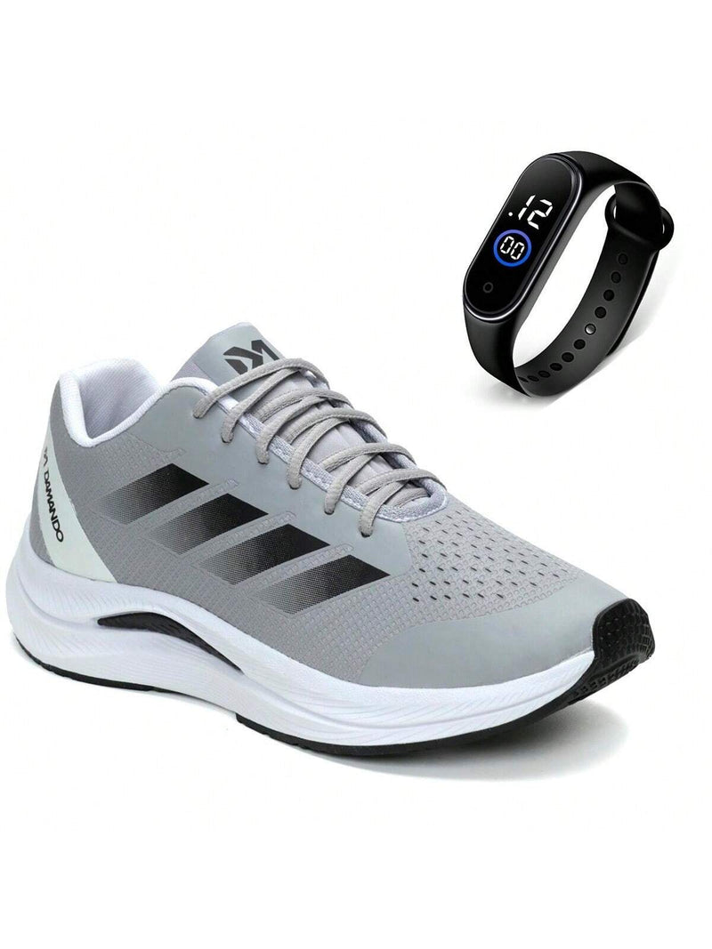 Tenis Esportivo Masculino Academia Confotável Caminhada Leve Corrida + Relogio