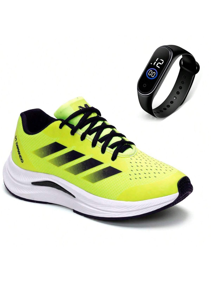 Tenis Esportivo Masculino Academia Confotável Caminhada Leve Corrida + Relogio