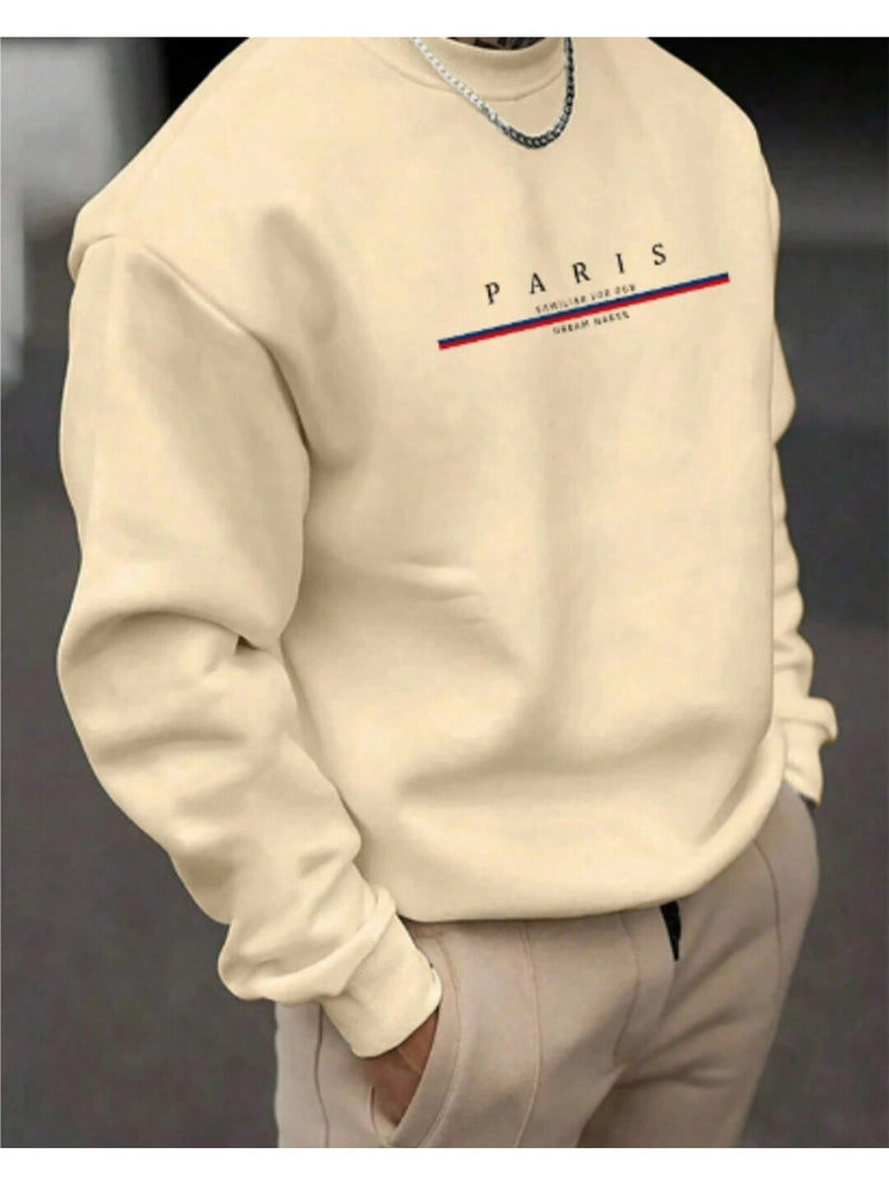 Moletom Gola Redonda Unissex Careca Blusa de Frio Casaco Feminino Masculino Flanelado Estampado Paris Style Streetwear Algodão