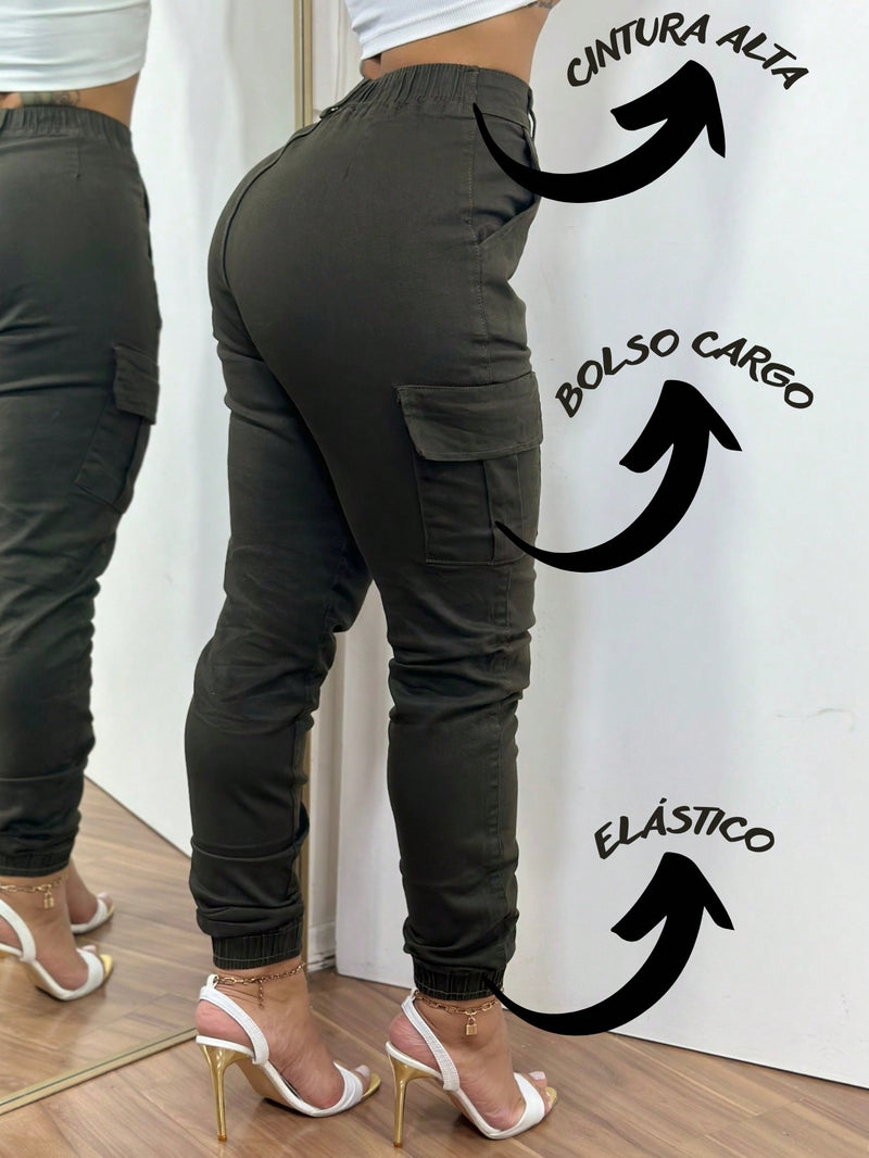 Stillger Moda Jeans Calça Cargo Jeans Feminina Jogger Cintura Alta Levanta Bumbum Com Lycra Bolsos Laterais