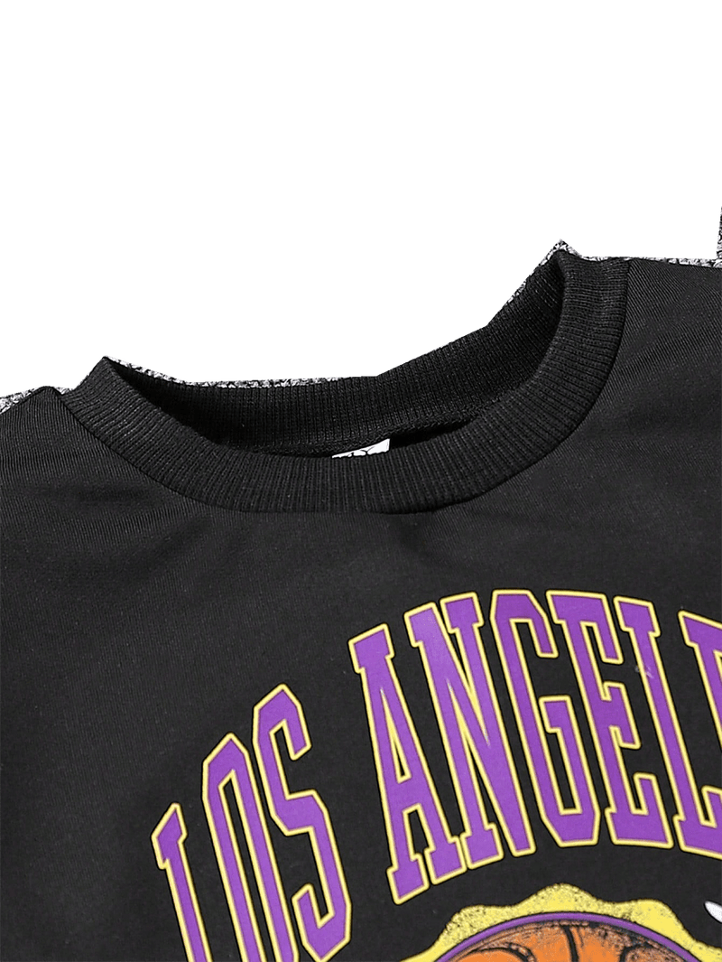 2 peças/conjunto Moletom com Capuz e Calça Esportiva com Estampa de Slogan de Basquete Casual para Meninos Jovens, Adequado para Primavera e Outono, para Esporte, Lazer, Uso Diário, Exterior, Escola