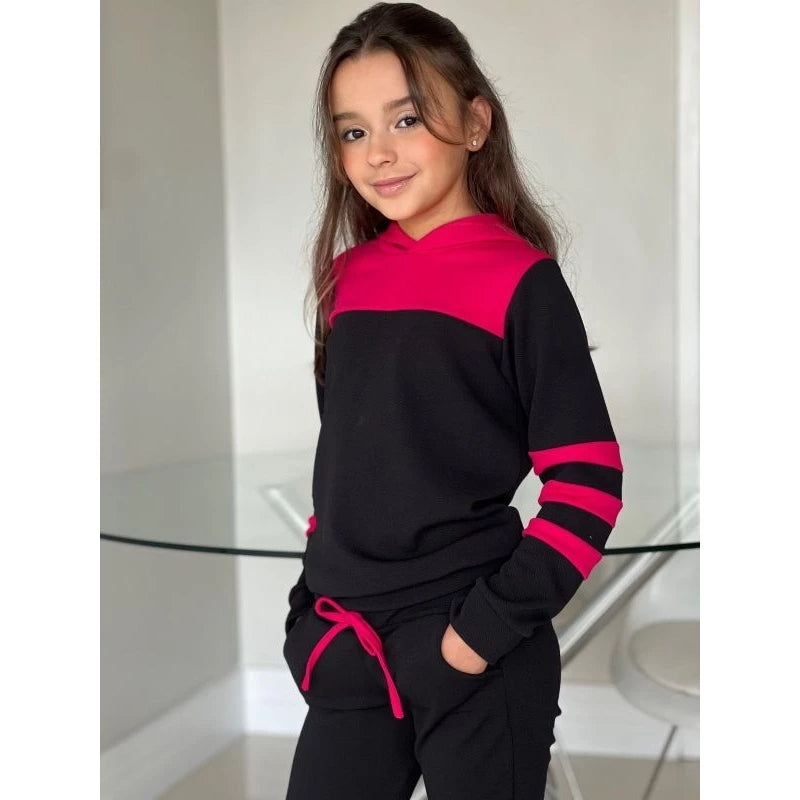 conjunto feminino infantil moletom agasalho inverno (4 ao 14) malha crepe