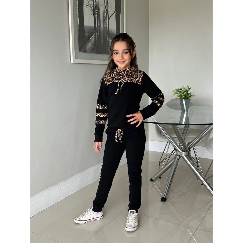 conjunto feminino infantil moletom agasalho inverno (4 ao 14) malha crepe