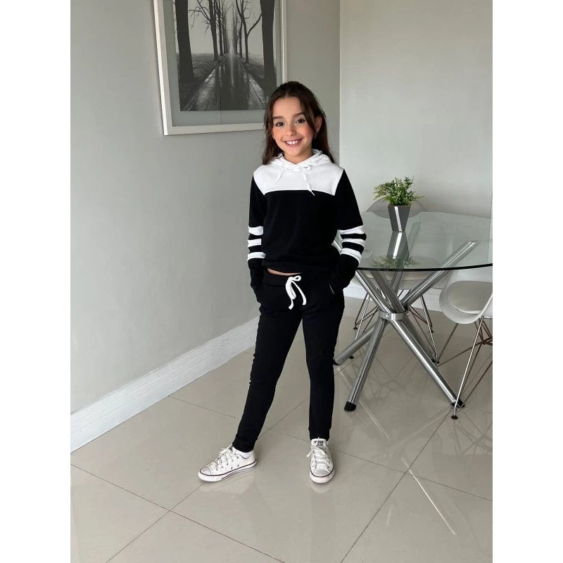 conjunto feminino infantil moletom agasalho inverno (4 ao 14) malha crepe