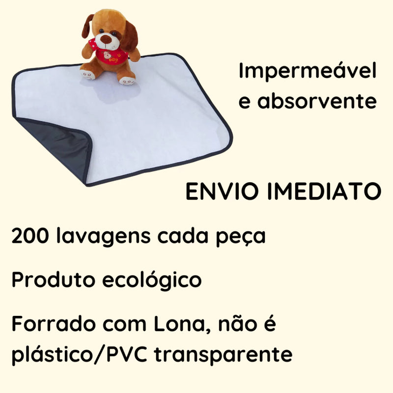 Kit 3 Tapetes Higiênicos Laváveis 80x60cm Branco com Borda Preta. Vila Flor Pee Dog GG