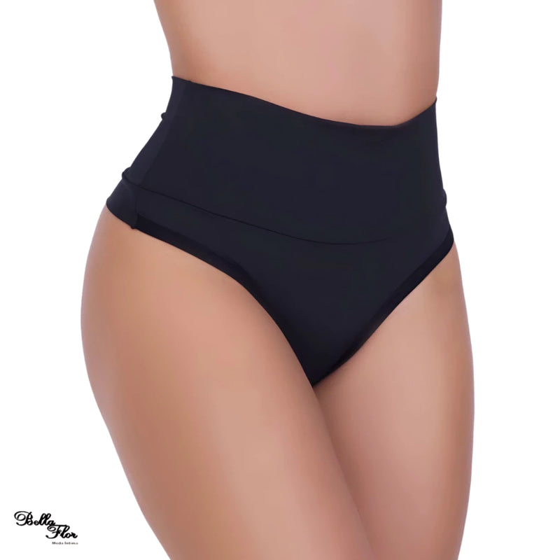 Kit 5 Calcinhas Modeladoras Cintura Alta Cós Duplo Fio Duplo Lisas Lingerie Segura Barriga Power Fitness Pós Parto