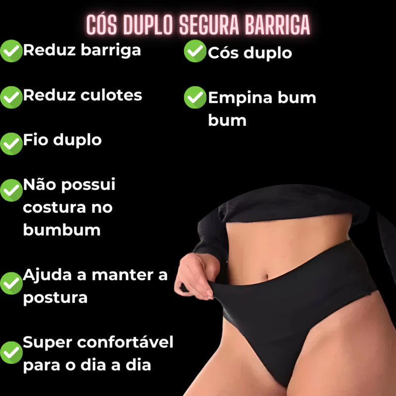 Kit 5 Calcinhas Modeladoras Cintura Alta Cós Duplo Fio Duplo Lisas Lingerie Segura Barriga Power Fitness Pós Parto