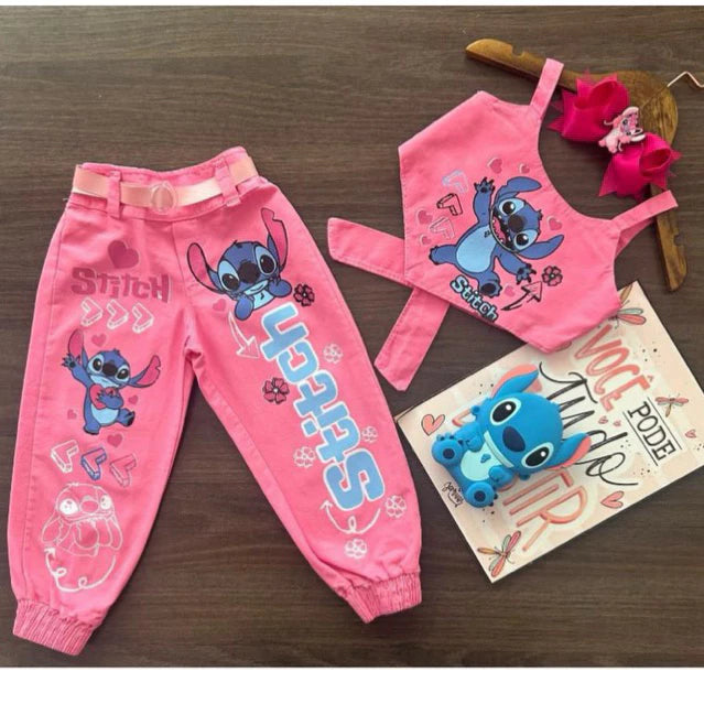 Conjunto infantil menina Stitch blogueirinha 2 peças