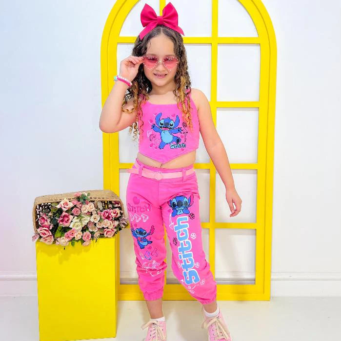 Conjunto infantil menina Stitch blogueirinha 2 peças