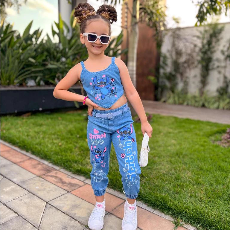 Conjunto infantil menina Stitch blogueirinha 2 peças