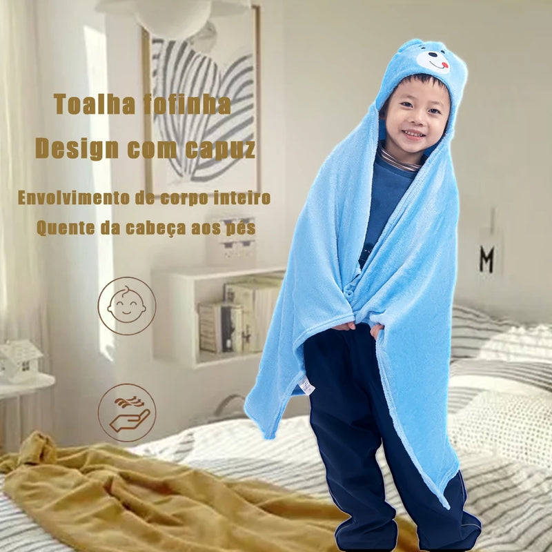 Toalha de Banho Bebê Felpuda Capuz Infantil Recém Nascido Com Orelhinha Menino e Menina 100*75cm