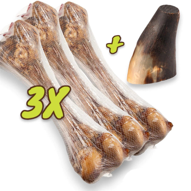 Kit 4 Osso Pet Femur Defumado Suino - Tamanho 20 CM - Para Cachorro