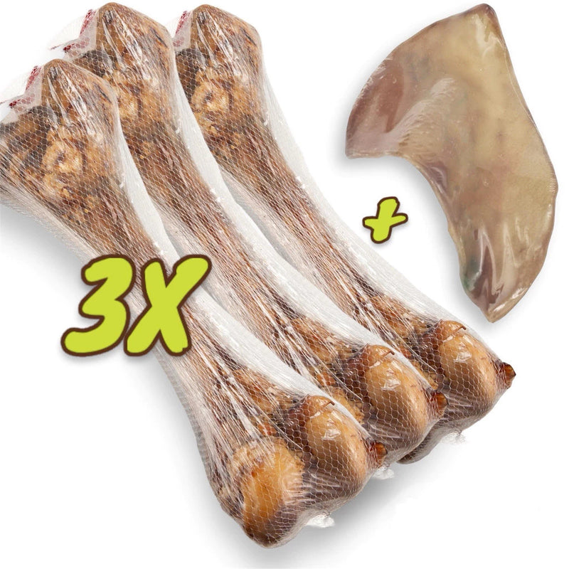 Kit 4 Osso Pet Femur Defumado Suino - Tamanho 20 CM - Para Cachorro