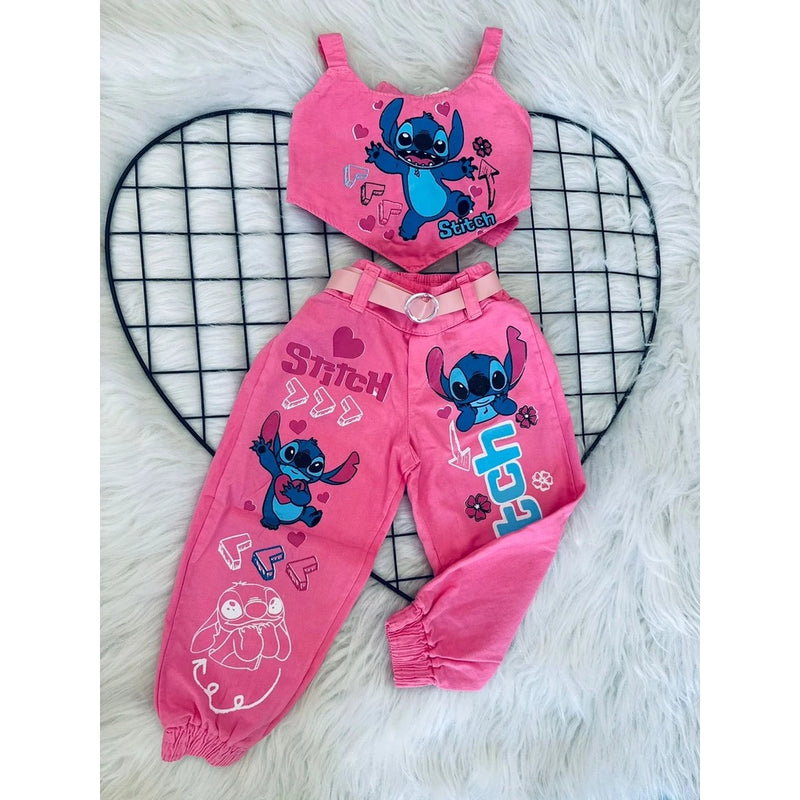 Conjunto infantil menina Stitch blogueirinha 2 peças
